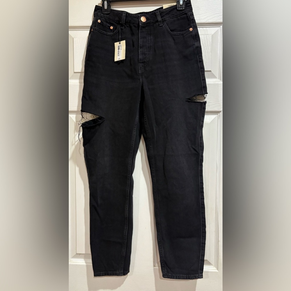 River Island High Rise Mom Black Straight Leg Jeans